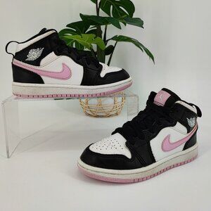 Nike Girl’s Jordan 1 Mid GS Arctic Pink Black White 555112-103 Size 12C